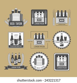 Vintage beer labels, design elements and icons