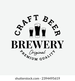vintage beer logo brewery emblem, badge, label. handmade vector illustration