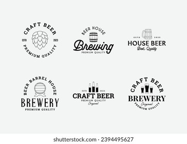 emblema de cervecería con logotipo de cerveza de época, insignia, etiqueta. ilustración vectorial hecha a mano