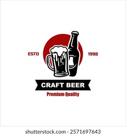 vintage beer logo brewery emblem, badge, label. handmade vector illustration