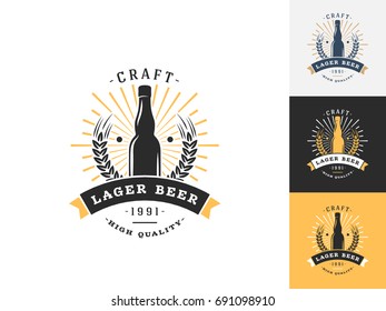 Vintage beer logo design template. Vector logotype elements, Icons, Symbols, Retro Labels, Badges and Silhouettes. Vector illustration