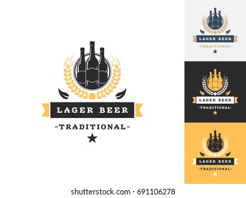 Vintage beer logo design template. Vector logotype elements, Icons, Symbols, Retro Labels, Badges and Silhouettes. Vector illustration