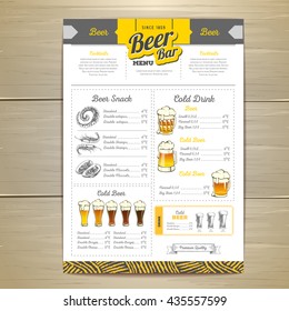 Vintage beer menu design. 