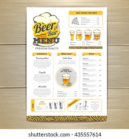 Vintage beer menu design. 