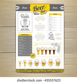 Vintage beer menu design. 