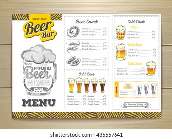 Vintage beer menu design. 