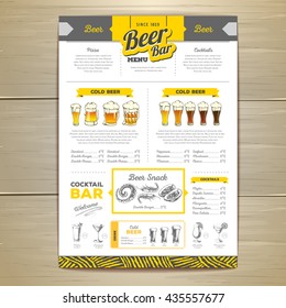 Vintage beer menu design. 
