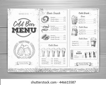 Vintage beer menu design. 