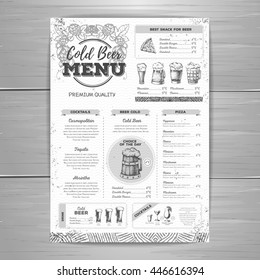 Vintage beer menu design. 