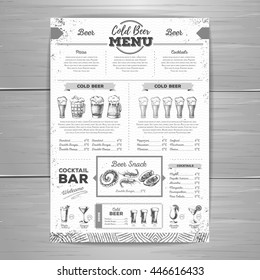 Vintage beer menu design. 