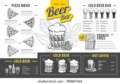 Vintage beer menu design. Restaurant menu