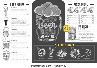 Vintage beer menu design. Restaurant menu