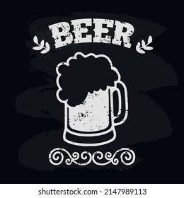 vintage beer pint glass with chalkboard texture. vector illustration.