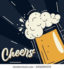 Cartel de cerveza de época Ilustración vectorial