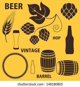 Vintage beer sign. Icon set. Vector illustration 