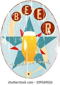 vintage beer sign, vector illustration