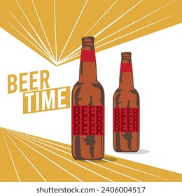 Vintage beer time poster Vector illustration