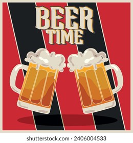 Cartel de tiempo de cerveza Vintage Ilustración vectorial