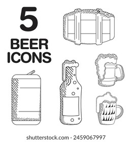 Vintage beers sketches Icon set Vector illustration