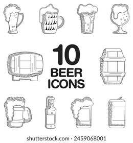 Vintage beers sketches Icon set Vector illustration