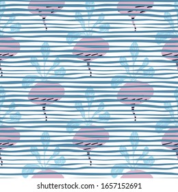 Vintage beetroot backdrop. Hand drawn beet seamless pattern on stripes background. Botanical wallpaper. Design for fabric, textile print, wrapping paper, kitchen textiles. Vector illustration