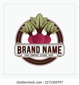 Vintage Beetroot logo. Retro Vintage Logo with the vintage symbol. 