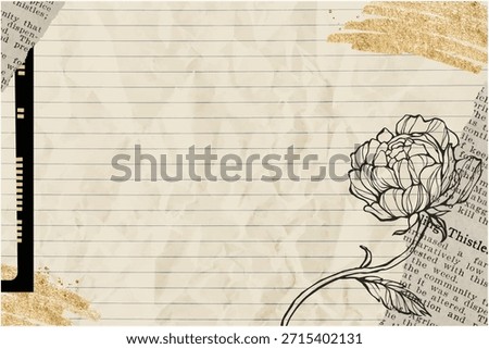 Vintage beige background with a crumpled paper texture. Beige lines and gold accents enhance the artistic background design. Background with copy space vector.