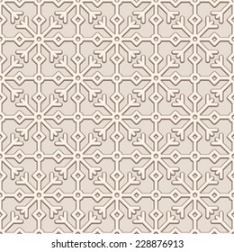 Vintage beige background, seamless pattern in neutral color, vector pale snowflake ornament