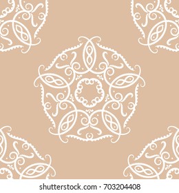 Vintage beige brown ornament. Floral seamless pattern for textile, paper, fabric. Vector illustration