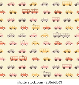 Vintage beige colorful car pattern