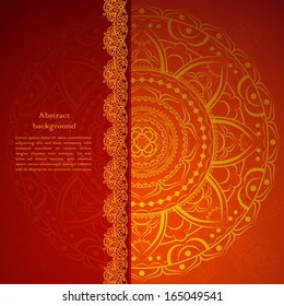 Vintage beige doodle ornament in Indian style background