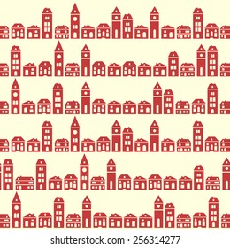 Vintage beige houses pattern