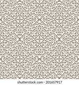 Vintage beige ornament, vector seamless pattern in neutral color