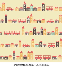 Vintage beige pretty town pattern