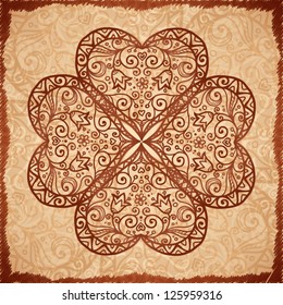 Vintage beige vector ornate background in Indian style