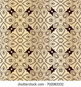 Vintage beige vector seamless textile symmetrical spiral thin lines pattern