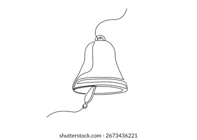 Vintage bell in continuous one line drawing. Single line art illustration of ship bell.