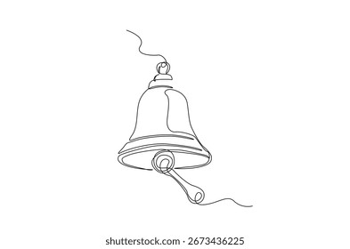 Campainha vintage em desenho contínuo de uma linha. Ilustração em arte de linha única do sino do navio.