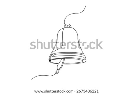 Vintage bell in continuous one line drawing. Single line art illustration of ship bell.