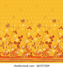 Vintage Berries Leaves Fruit Moth butterfly Wallpaper. Vertical seamless pattern can be used for wallpapers, pattern fills, web page backgrounds, surface textures. Gorgeous vector retro background