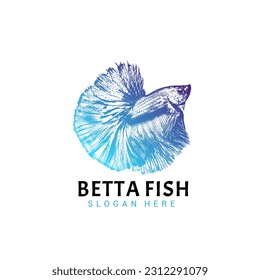 Vintage Betta Fish Logo Design Template