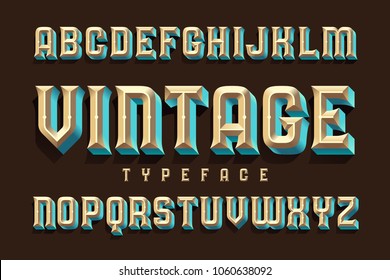 Vintage beveled typeface with volume gradient effect