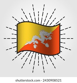 Vintage Bhutan National Flag Illustration