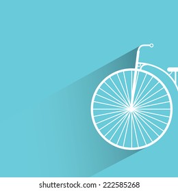 vintage bicycle in blue background, flat and shadow design