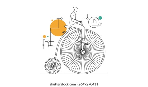 Vintage Bicicleta Blueprint Desenho mecânico com elementos geométricos e formas abstratas Ilustrando Engenharia e Design de Transporte Histórico