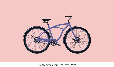 Vintage Bicycle or Cruiser Bike, Recreation and Relaxation Concept, Flat Vector Illustration Design