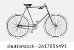 Vintage bicycle illustration featuring a classic design. The bicycle