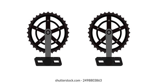 Vintage Bicycle Pedals On White Background, Bike Parts Vector Illustration.