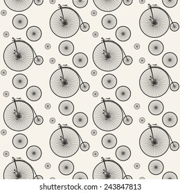 Vintage bicycle seamless pattern. Vector illustration