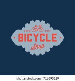 vintage bicycle shop and repair badge. bike sales and service logo. vector illustration